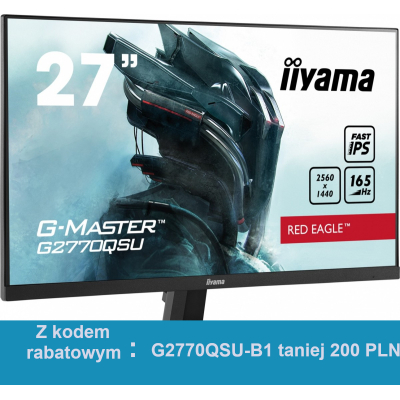 IIYAMA Monitor 27 cali G2770QSU-B1 0.5ms, IPS, DP, HDMI, 165Hz, 400cd/m2, USBx2 SKLEP KOZIENICE RADOM
